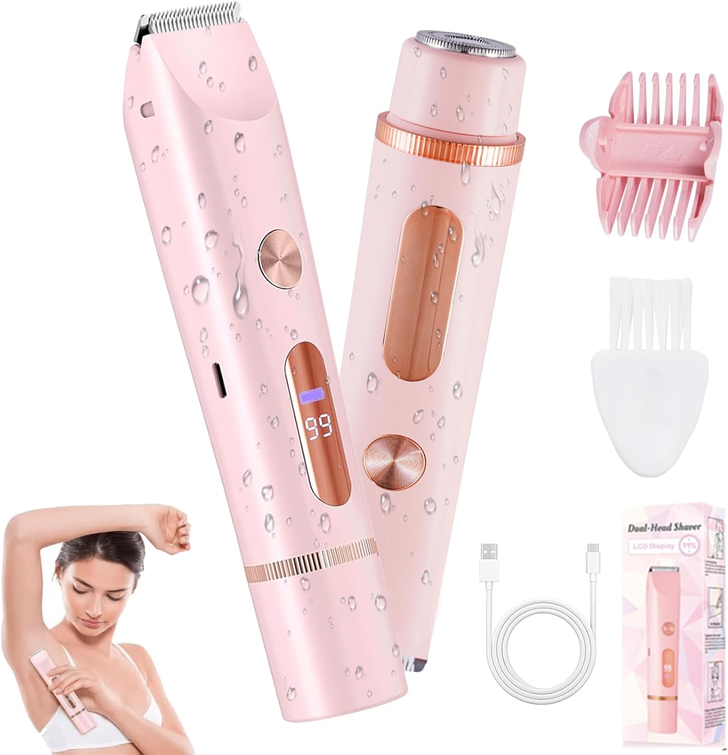 LUMÉA™ 2-in-1 Dual-Head Women’s Electric Grooming Razor – Wet & Dry, Painless & Gentle