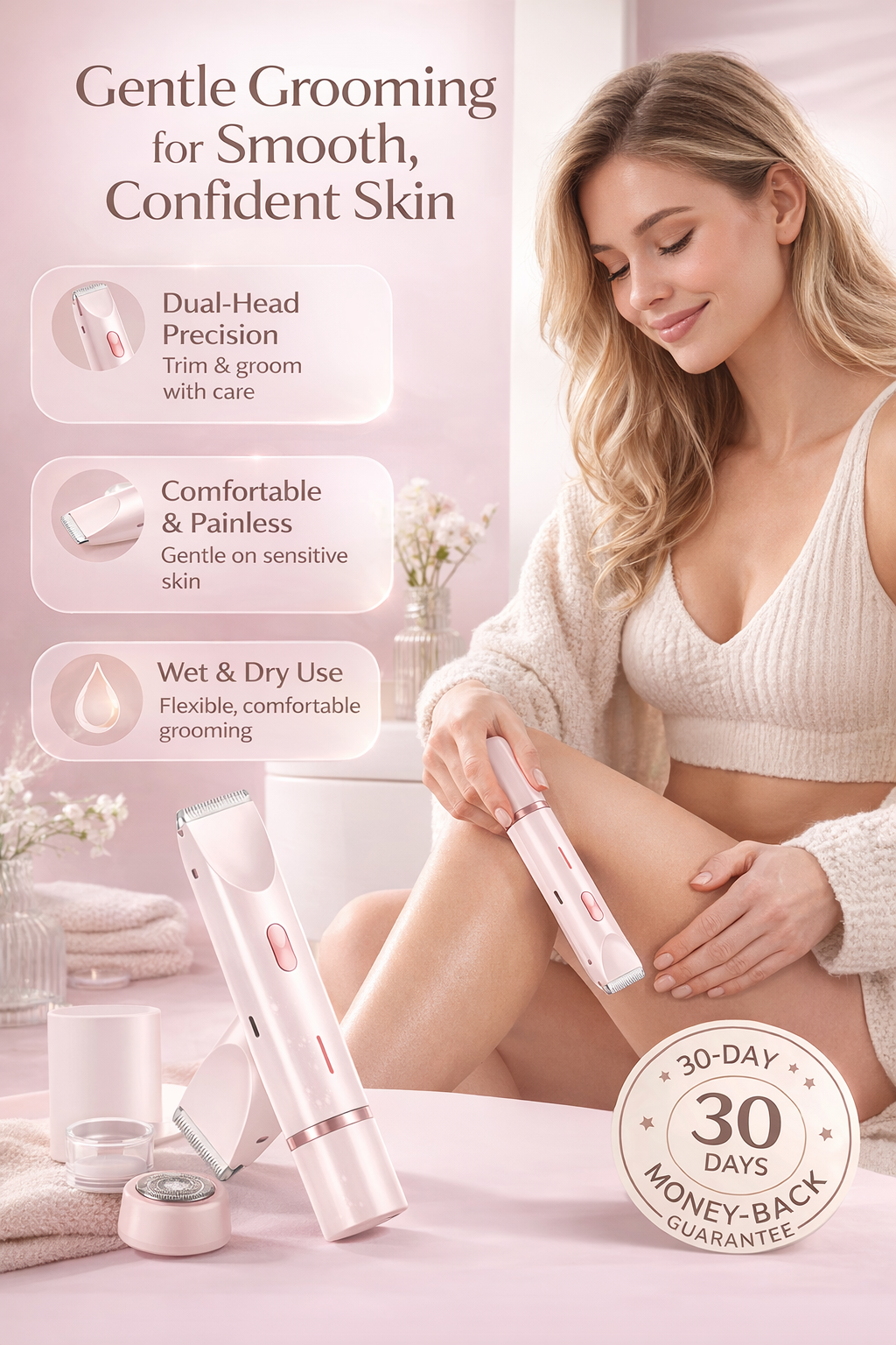 LUMÉA™ 2-in-1 Dual-Head Women’s Electric Grooming Razor – Wet & Dry, Painless & Gentle