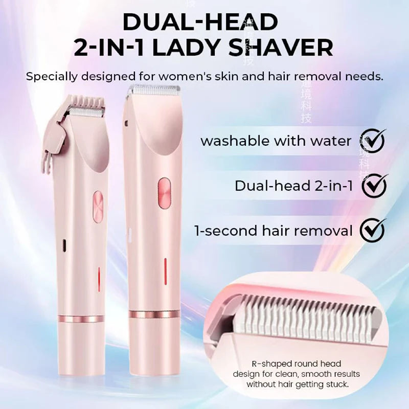 LUMÉA™ 2-in-1 Dual-Head Women’s Electric Grooming Razor – Wet & Dry, Painless & Gentle